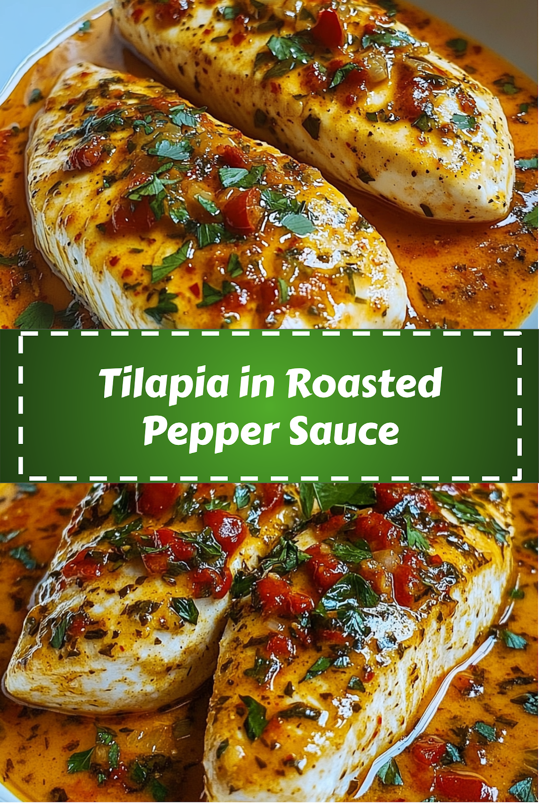 Easy and delicious homemade Tilapia in Roasted Pepper Sauce recipe ready to enjoy