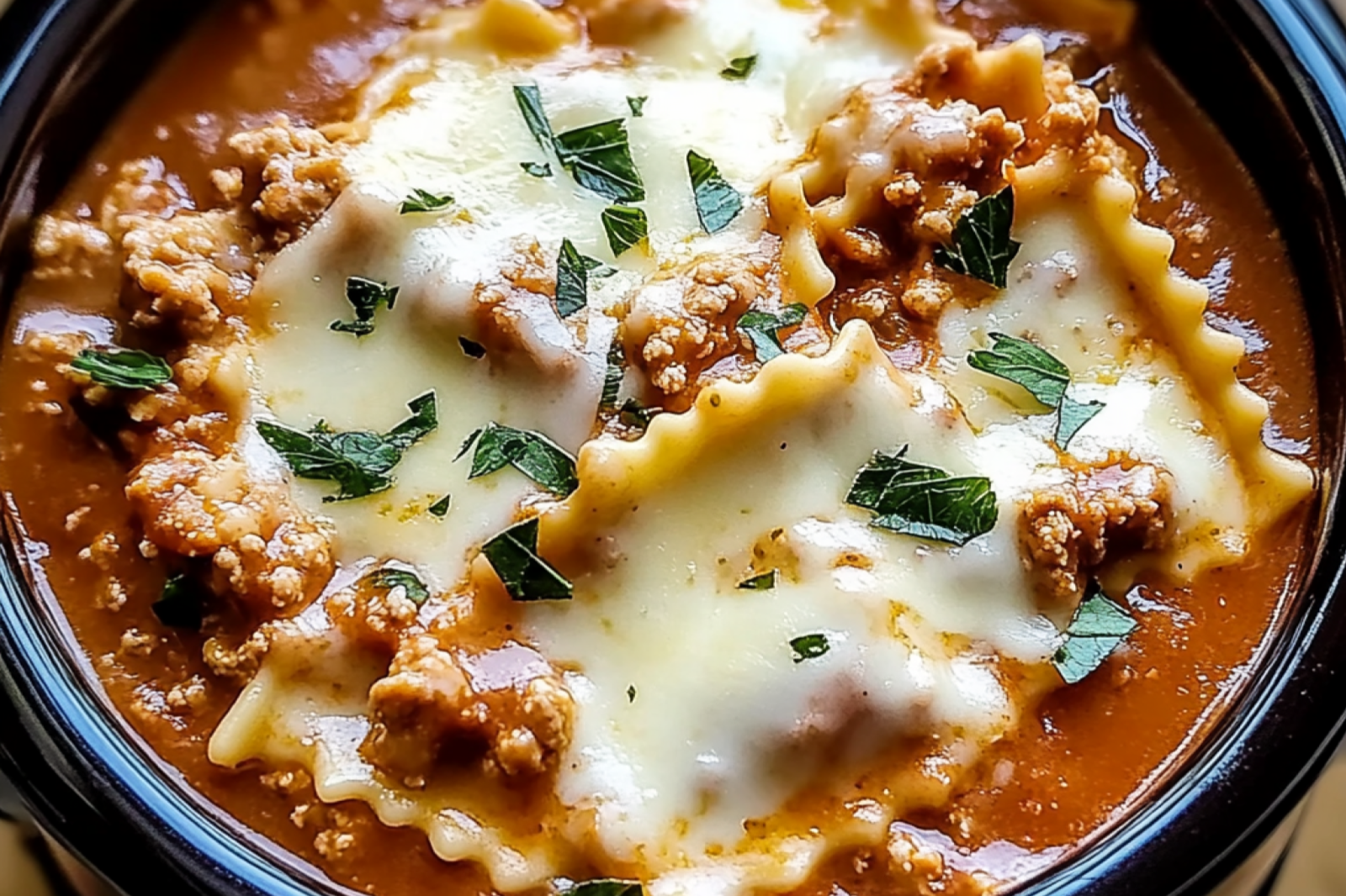 Crock Pot Cheesy Lasagna Soup